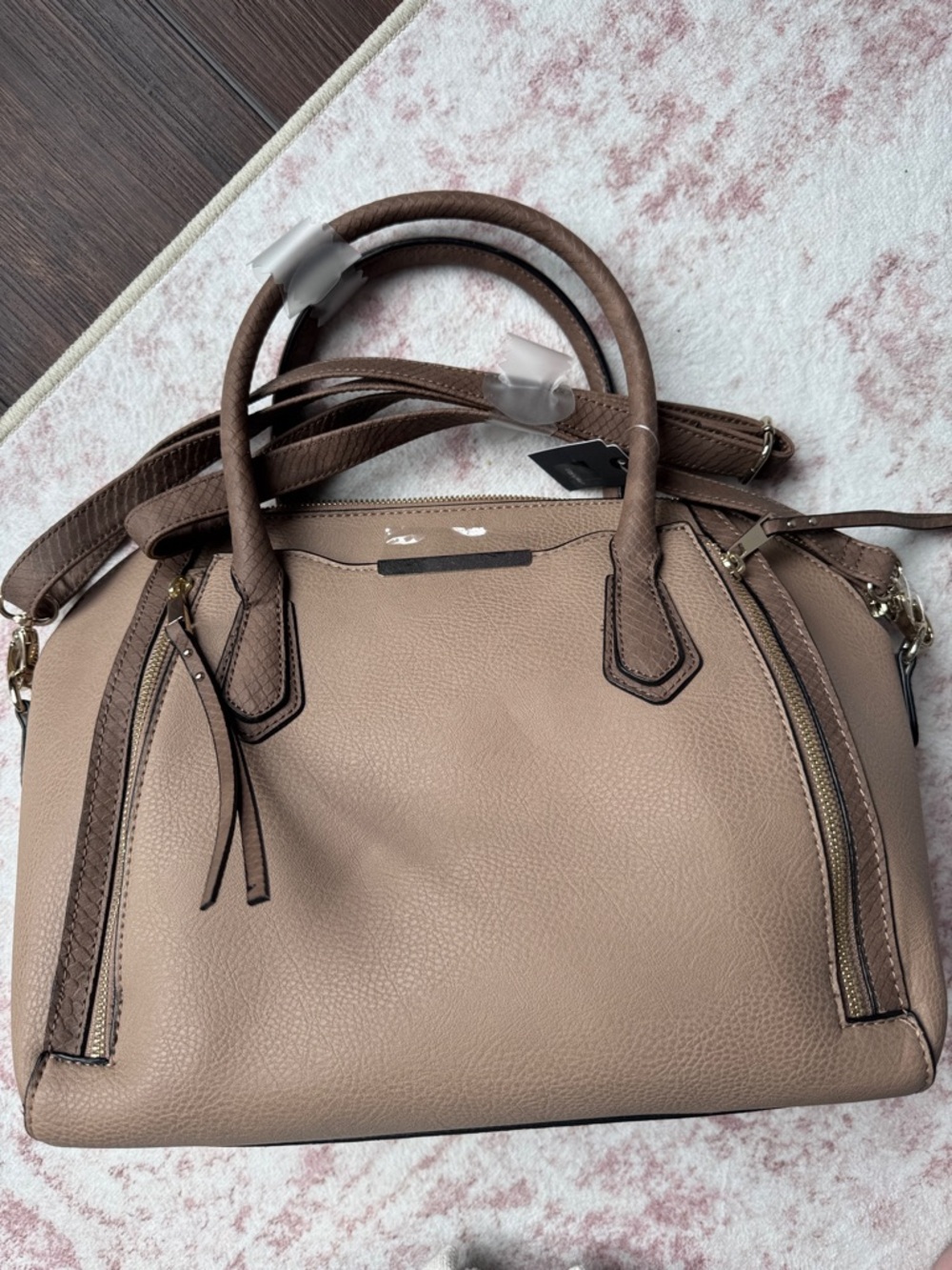 Mossimo Supply Co. Taupe Pebbled Satchel with Dual Handles